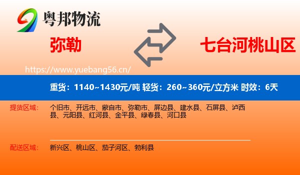 弥勒到桃山区物流专线名片