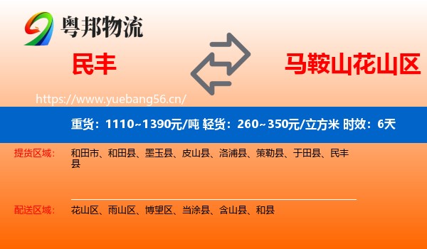 民丰到花山区物流专线名片