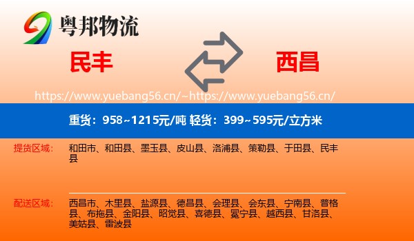 民丰到西昌市物流