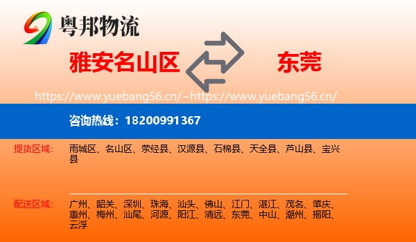 雅安名山区到东莞物流