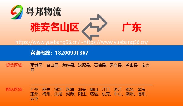 雅安名山区到广东物流