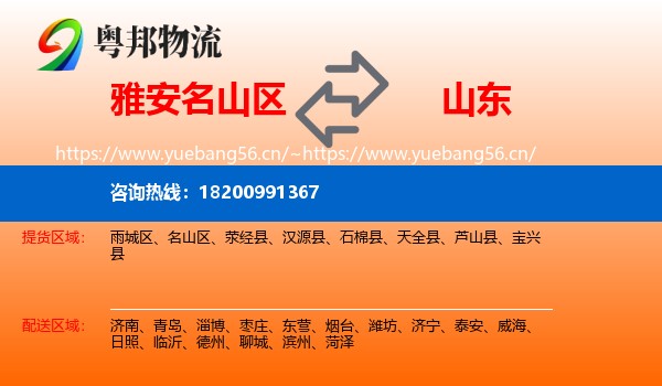 雅安名山区到山东物流