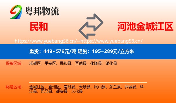 民和到金城江区物流