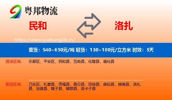 民和到洛扎县物流专线名片