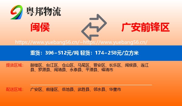 闽侯到前锋区物流