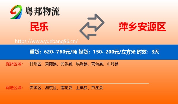 民乐到安源区物流专线名片
