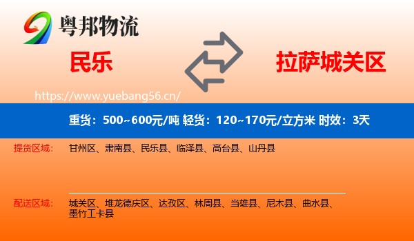 民乐到城关区物流专线名片