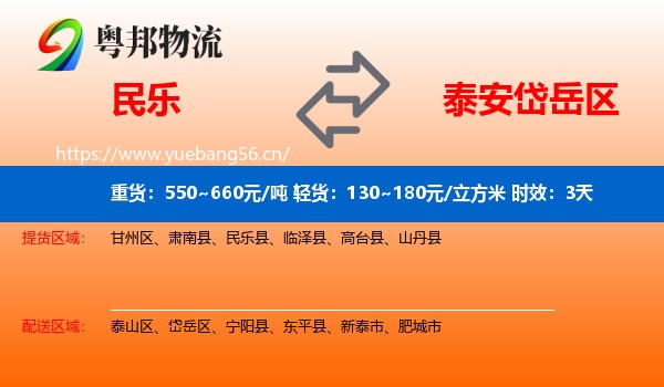 民乐到岱岳区物流专线名片