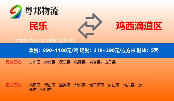 民乐到滴道区物流专线名片