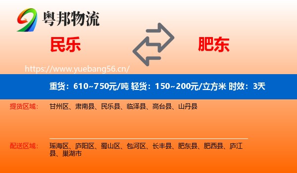 民乐到肥东县物流专线名片