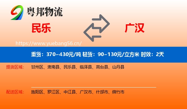 民乐到广汉市物流专线名片