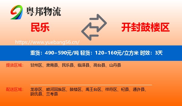 民乐到鼓楼区物流专线名片