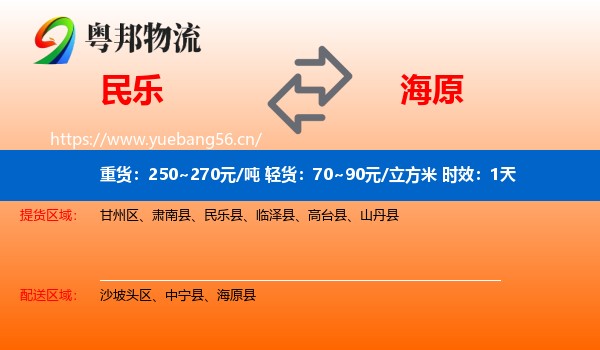 民乐到海原县物流专线名片
