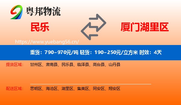 民乐到湖里区物流专线名片