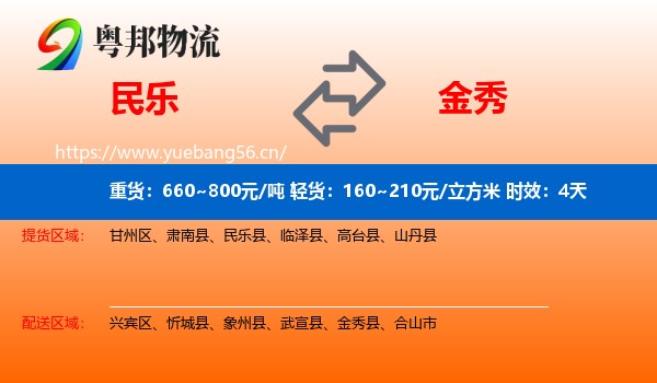 民乐到金秀县物流专线名片