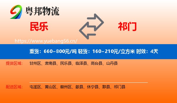 民乐到祁门县物流专线名片