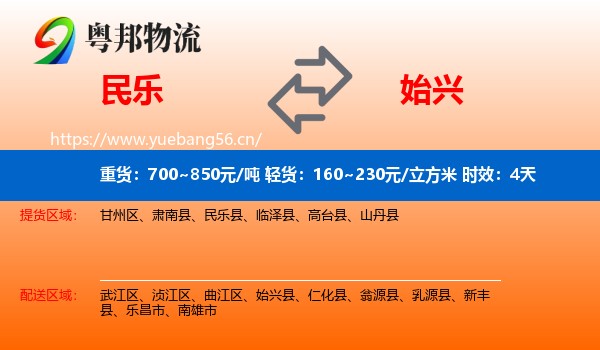 民乐到始兴县物流专线名片