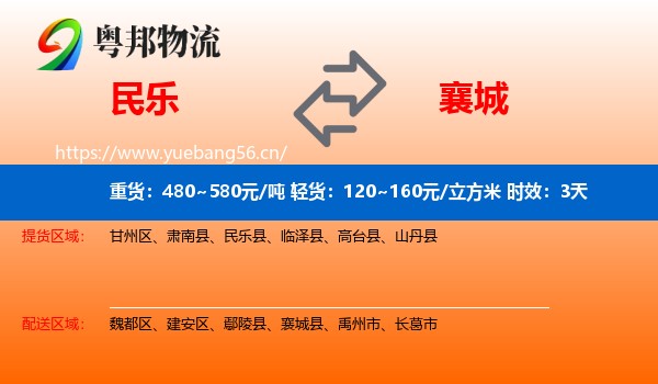 民乐到襄城县物流专线名片