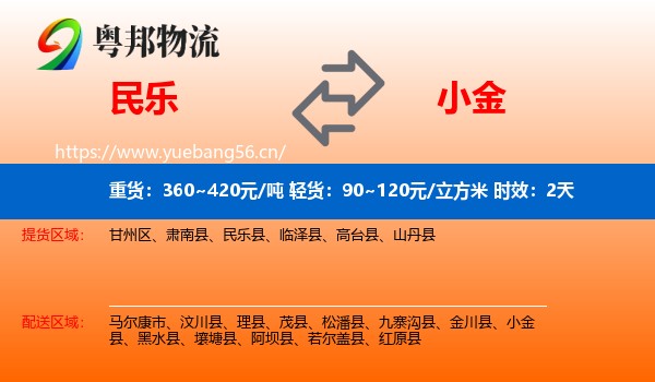 民乐到小金县物流专线名片