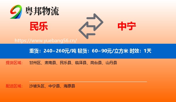 民乐到中宁县物流专线名片