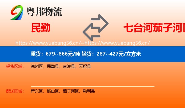 民勤到茄子河区物流