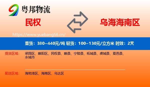 民权到海南区物流专线名片