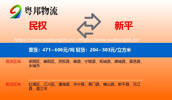 民权到新平县物流