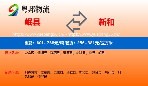 岷县到新和县物流