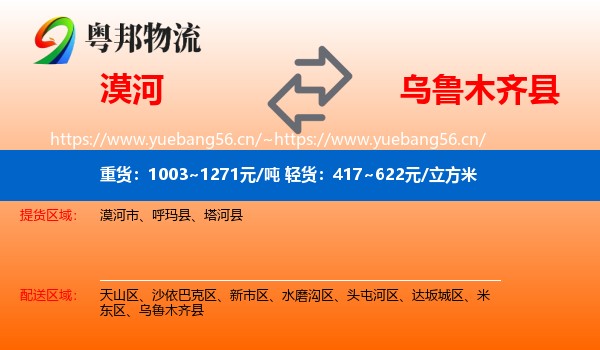 漠河到乌鲁木齐县物流