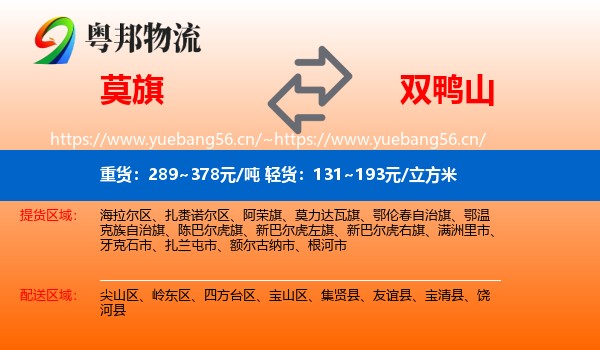 莫力达瓦旗到双鸭山物流专线