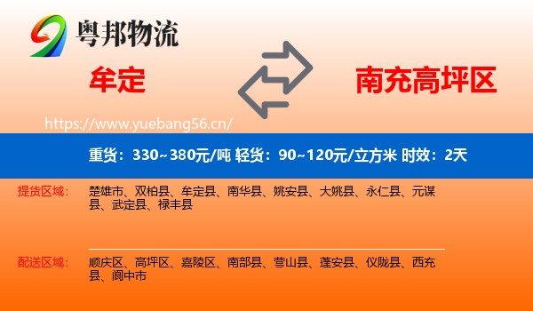 牟定到高坪区物流专线名片