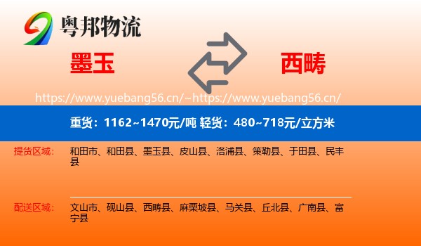 墨玉到西畴县物流