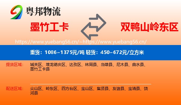 墨竹工卡县到岭东区物流专线