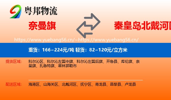 奈曼旗到北戴河区物流