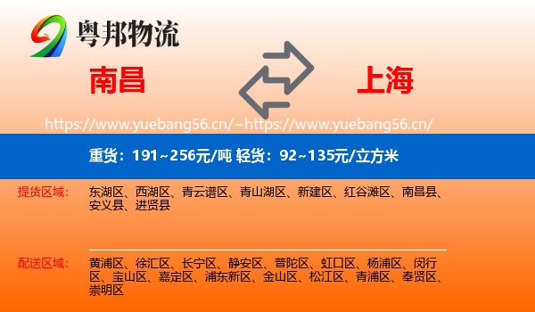 南昌到上海物流