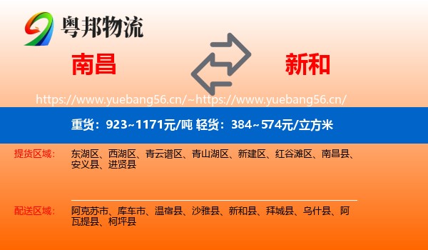 南昌到新和县物流