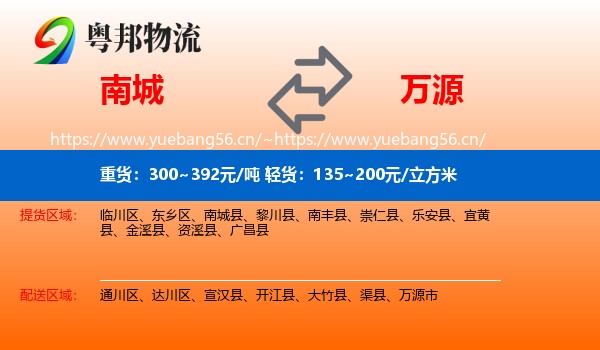 南城到万源市物流