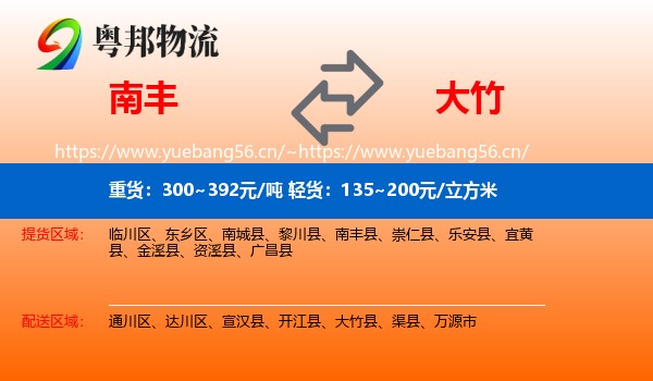 南丰到大竹县物流
