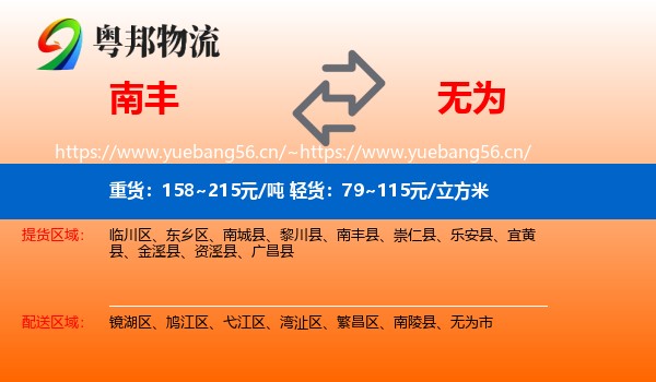 南丰到无为市物流