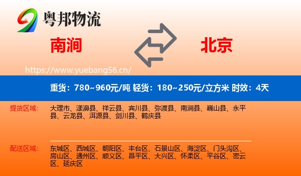 南涧到北京物流专线名片