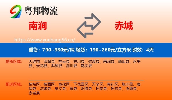 南涧到赤城县物流专线名片