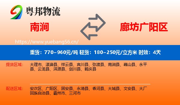 南涧到广阳区物流专线名片