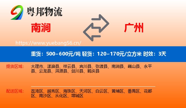 南涧到广州物流专线名片