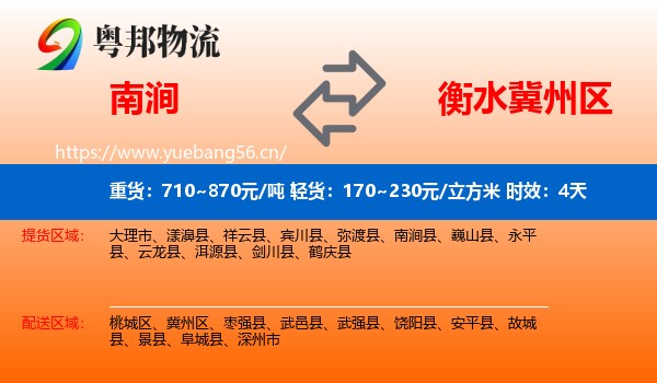 南涧到冀州区物流专线名片