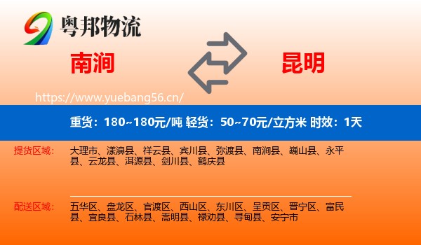 南涧到昆明物流专线名片
