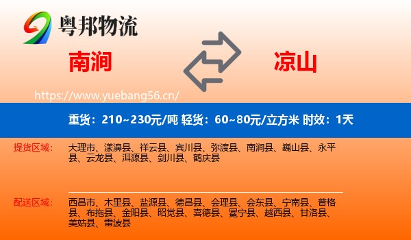 南涧到凉山物流专线名片