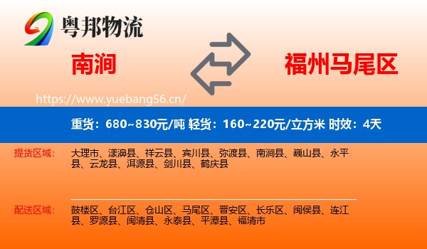 南涧到马尾区物流专线名片