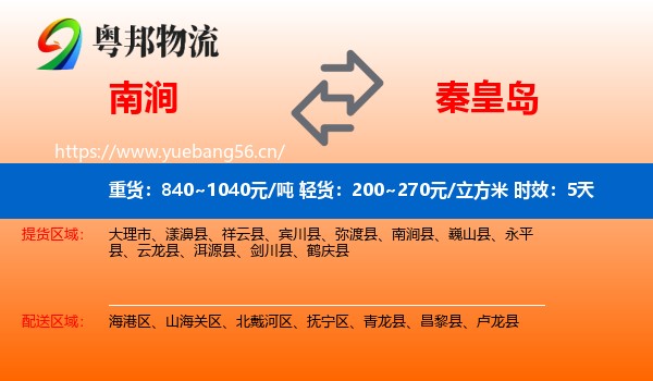 南涧到秦皇岛物流专线名片