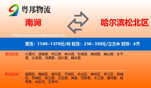 南涧到松北区物流专线名片