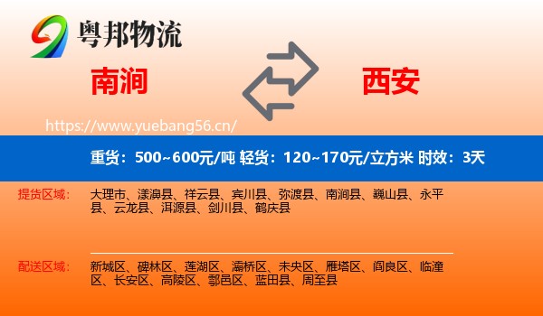 南涧到西安物流专线名片